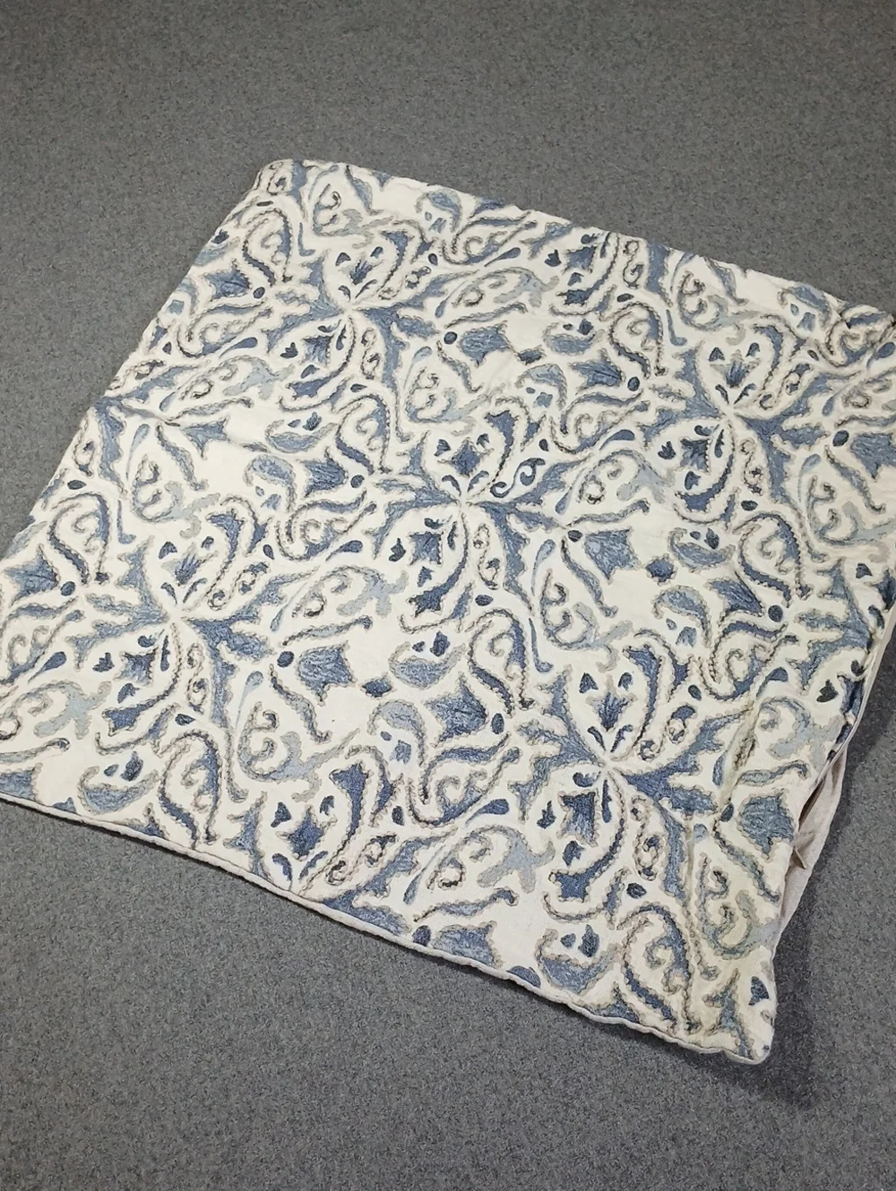 Pottery Barn Blue and White Paisley linen + cotton pillow cover